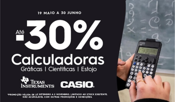 Calculadoras gráficas e científicas até -30% de desconto
